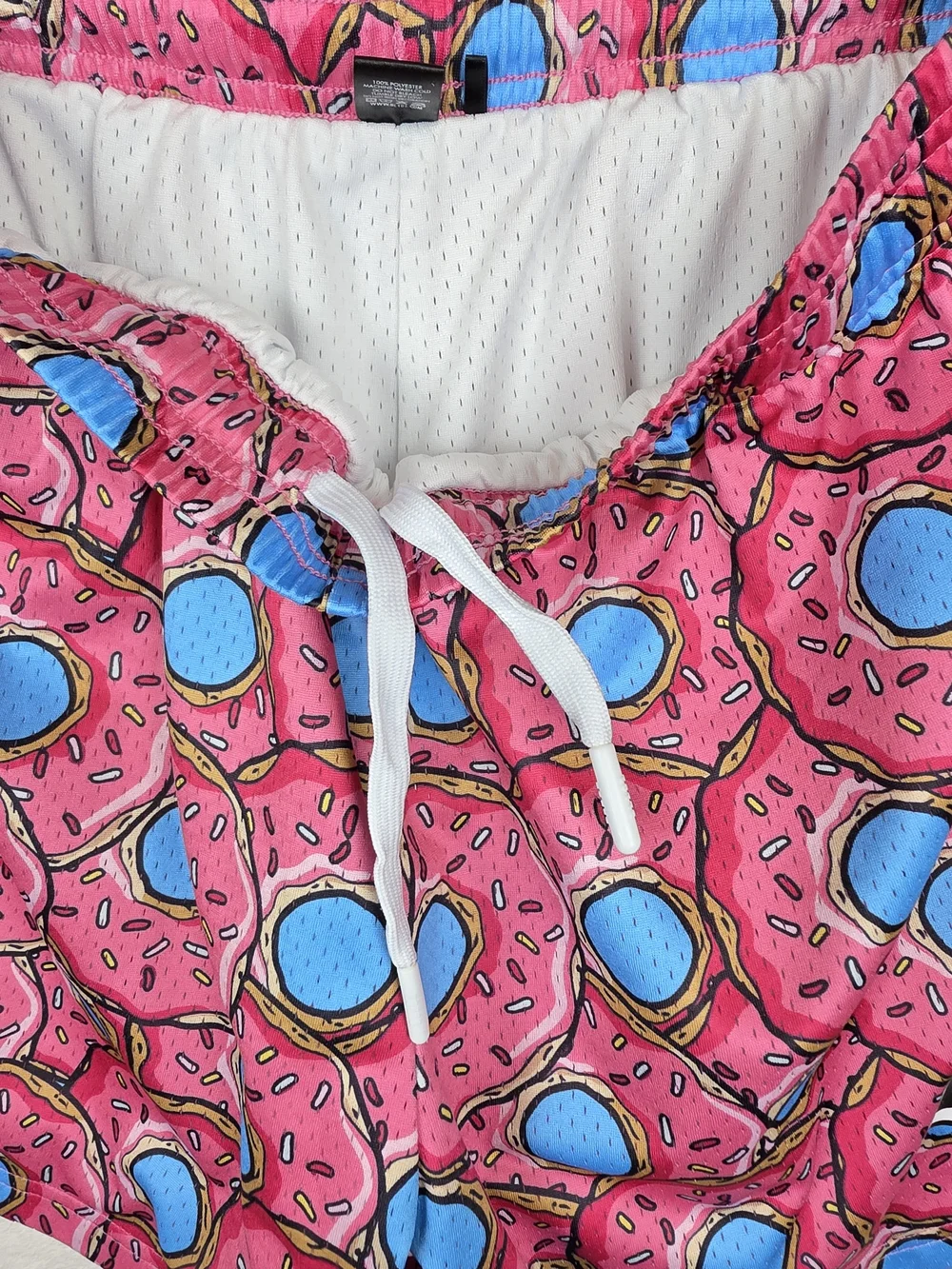 Donut Print Athletic Swim Shorts - Pink